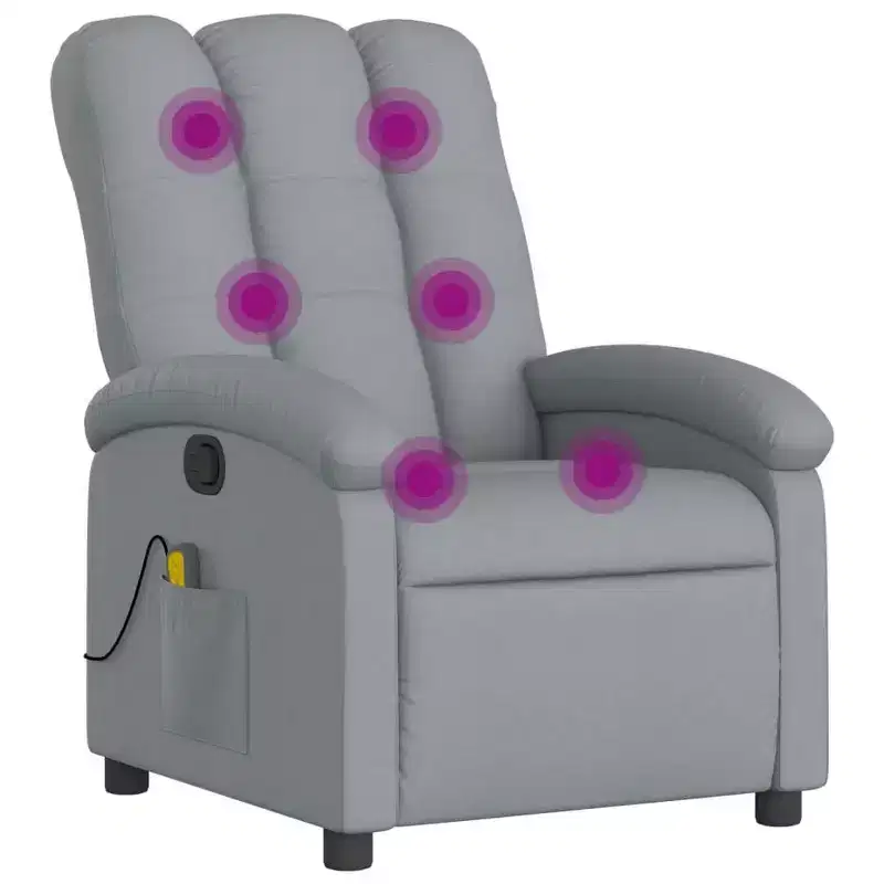 Light Gray Fabric Manual Push-Back Massage Recliner Chair, 1-Seat