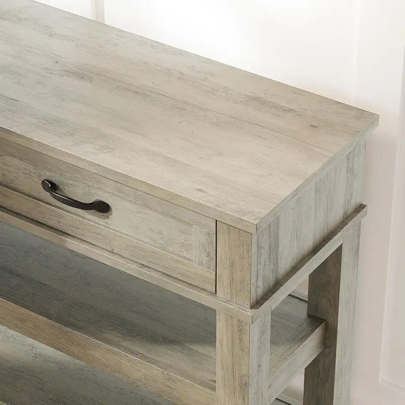 Farmhouse Console Table, Rustic Entryway Table with 2 Drawers and 2 Shelves, Wood Sofa Table Entryway Desk
