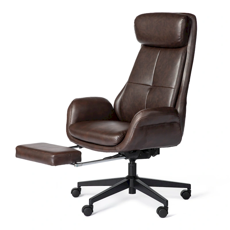 Glitzhome Adjustable Reclining Swivel High Back Home Office Chair with Footrest and Armrest