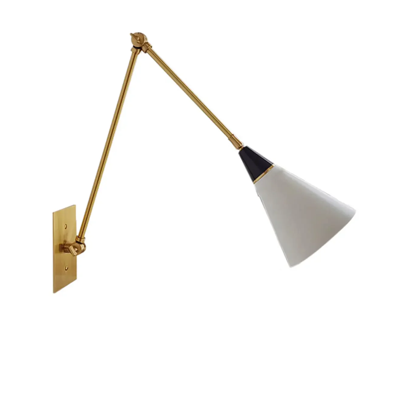 Adjustable Trendy White Cone Swing Arm Wall Sconce