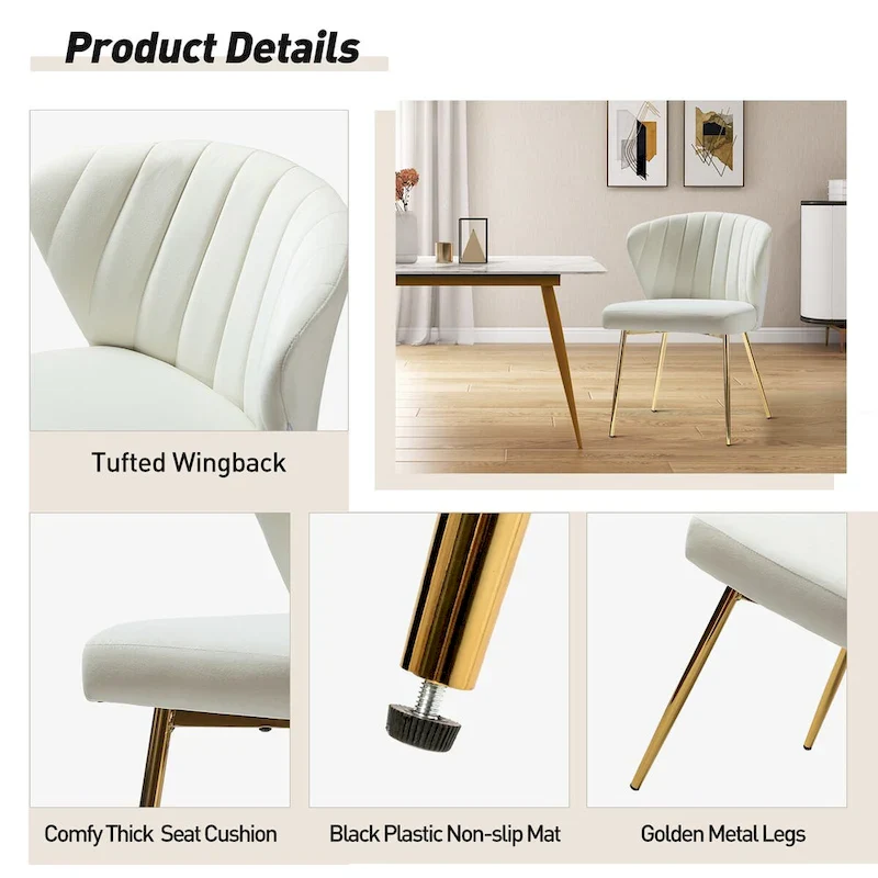 Barbara Side Chair with Metal Base Set of 4 by HULALA HOME