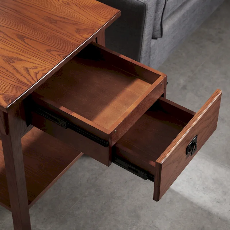 Solid Wood Mission End Table with Drawer