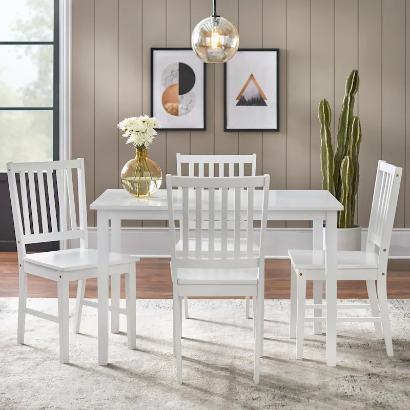 Solid Rubberwood Slat Back Dining Chairs – Espresso / Black / White / Charcoal Grey