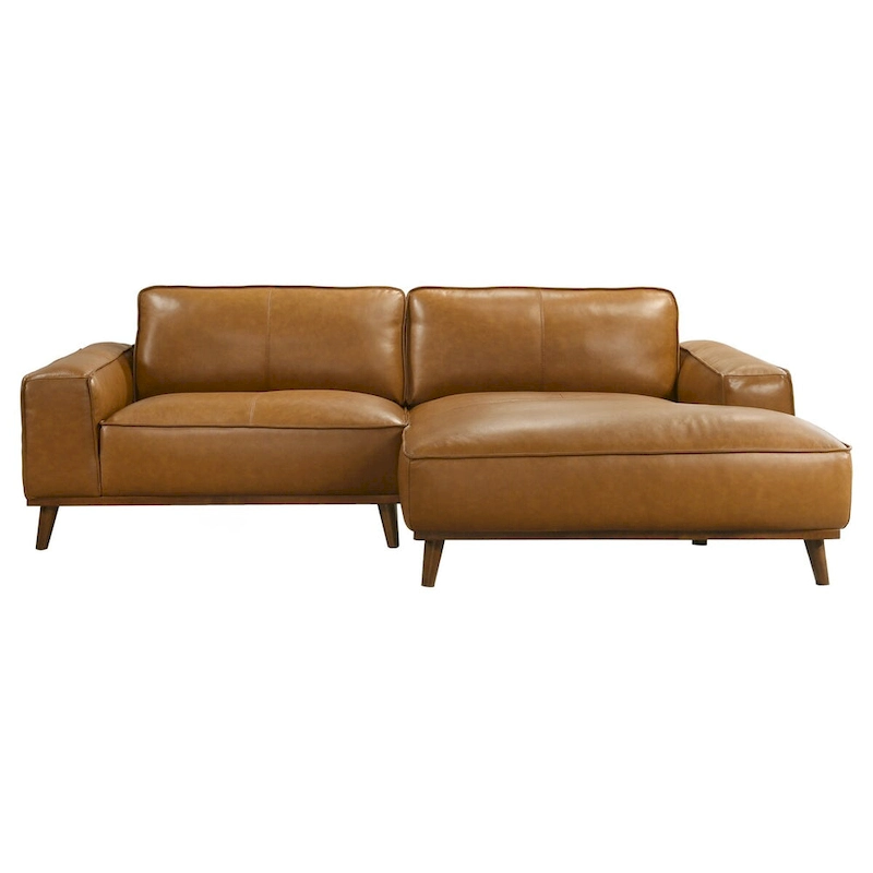 Dayton Mid-Century Modern Genuine Leather Sectional Sofa