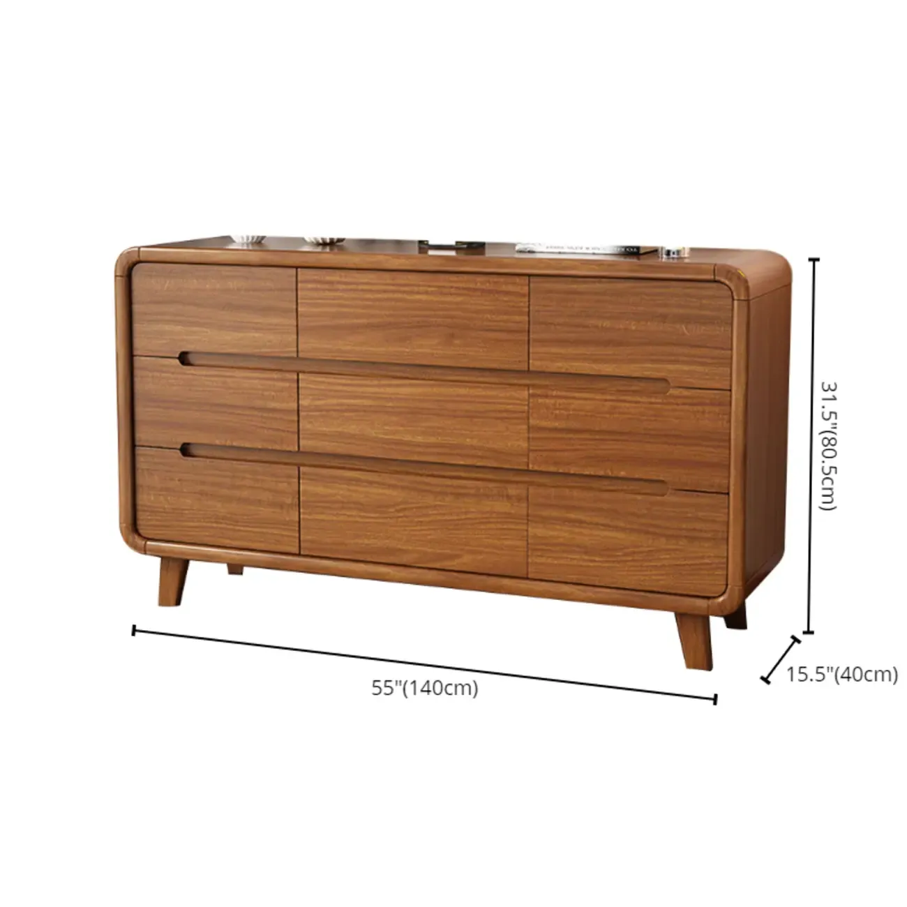 Elegant Large Brown White Wood Bedroom Chests with 9 Drawer