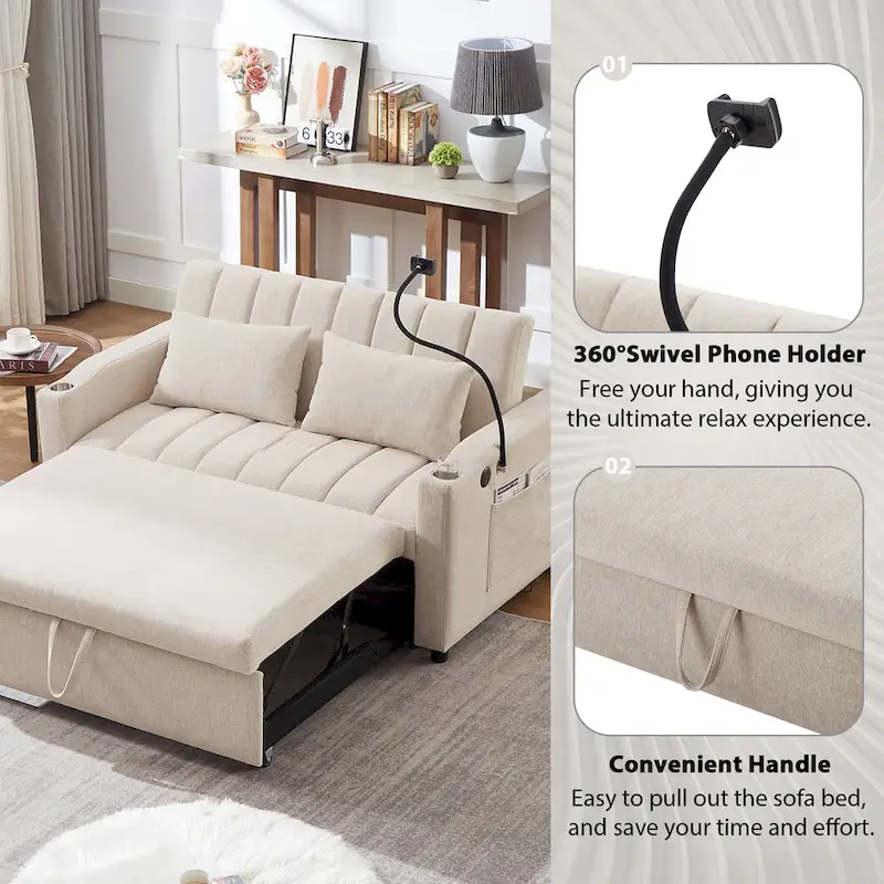 Convertible Loveseat Sofa, Pull Out Sofa Bed