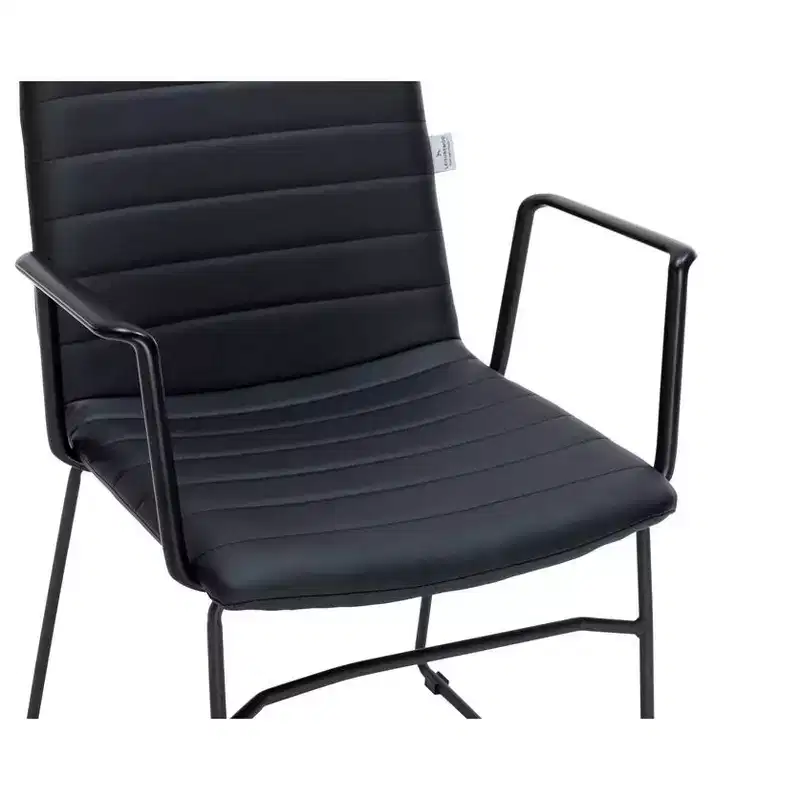 LeisureMod Ergonomic Office Chair Upholstered in Leather/Polyester with Powder-Coated Stainless Steel Frame Padded Seat and Back Zylar Collection