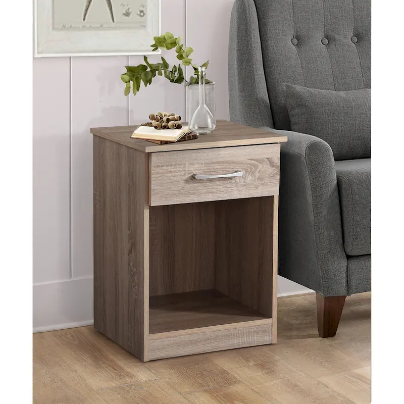 1-Drawer Nightstand, Brown/Cherry/Dark Brown/Tan/Grey/Black, Single