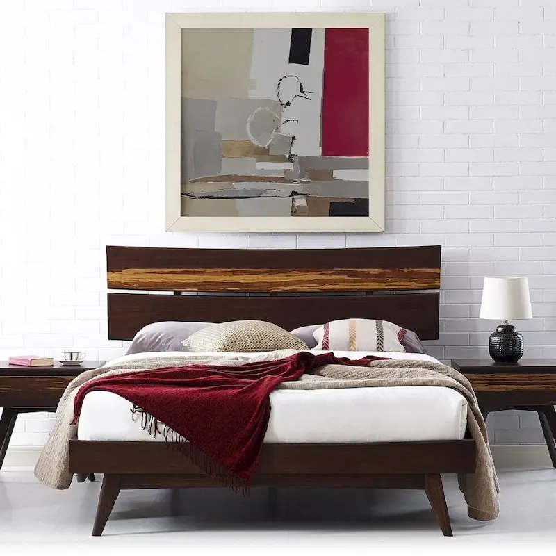 Sarah Queen Platform Bed, Burgundy