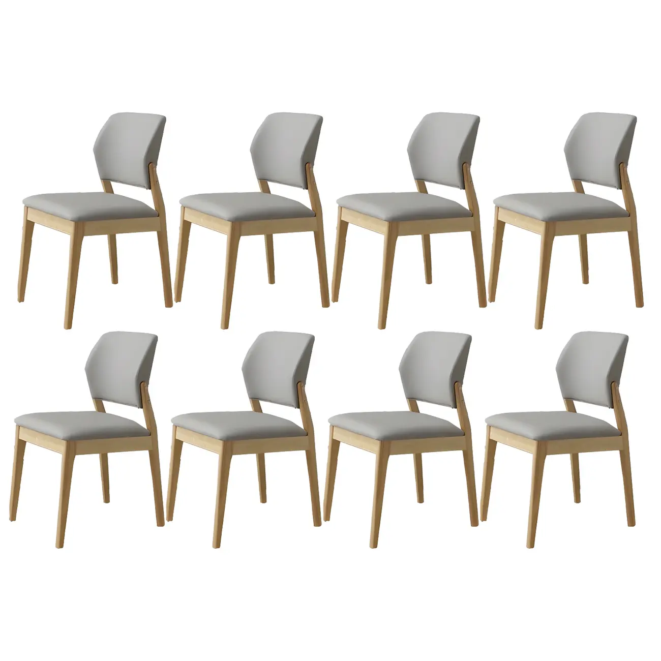 Modern Wood Faux Leather Beige Low Back Dining Chair