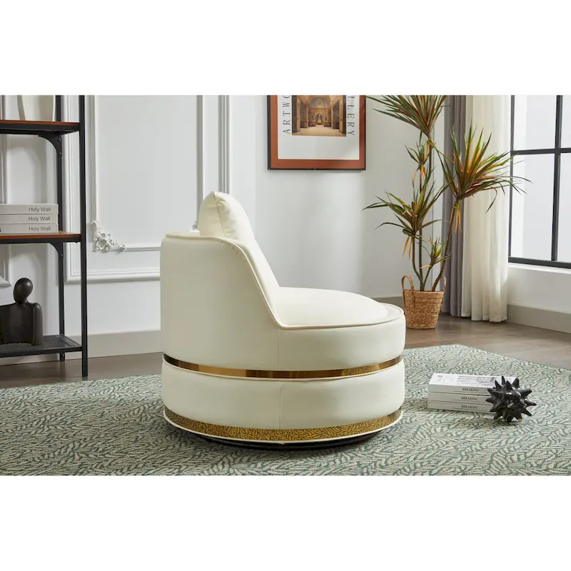Swivel Chair, 360 Swivel Accent Chair, Faux Leather Barrel Chair Club Chair, Padded Single Chair