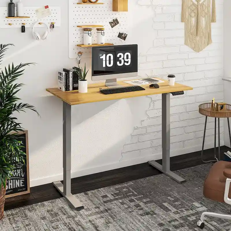 Bamboo Electric Height Adjustable Standing Desk - Single User