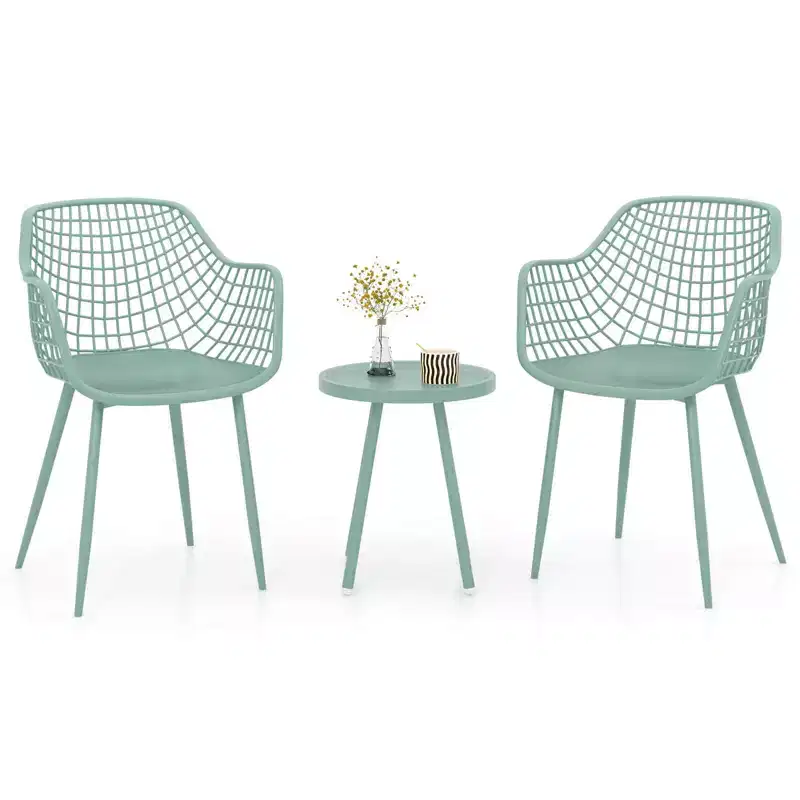 Costway 3 Piece Patio Bistro Set All Weather Heavy Duty Table and Chairs Set of 2 Black/Yellow