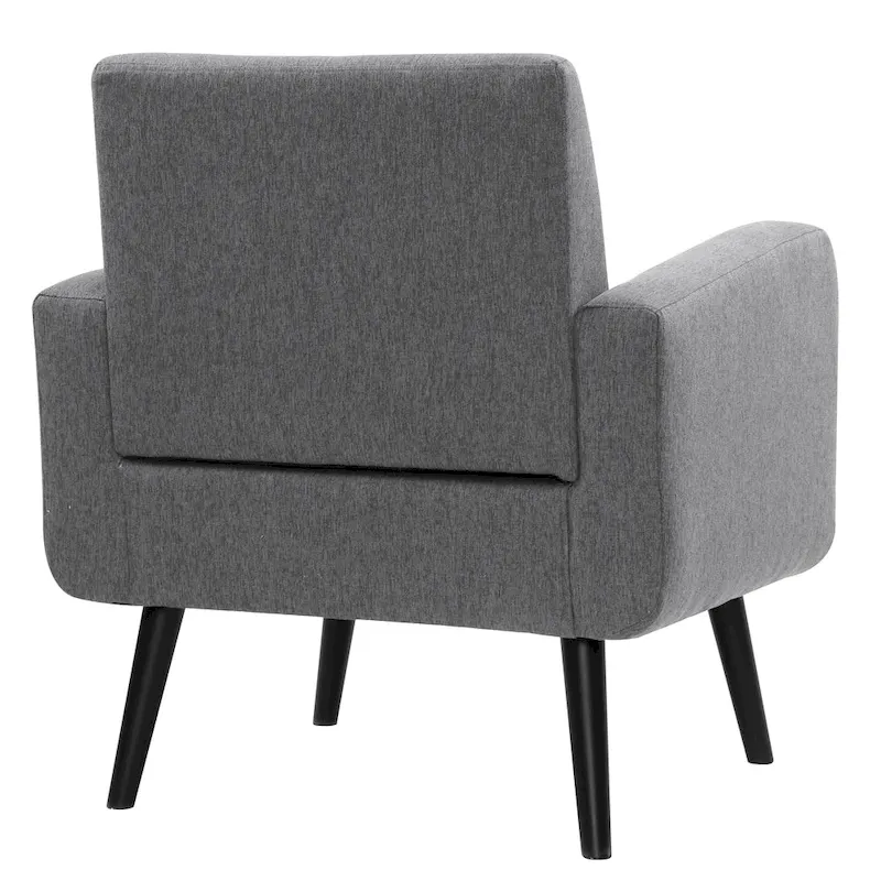 Mid-Century Modern Accent Chair with Tufted Back, Armrests, Polyester Fabric Upholstery, 29.75