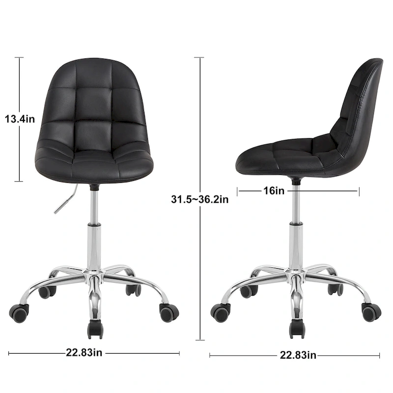 Javlergo Armless Home Office Chair, Height Adjustable Computer Desk Chair with Wheels