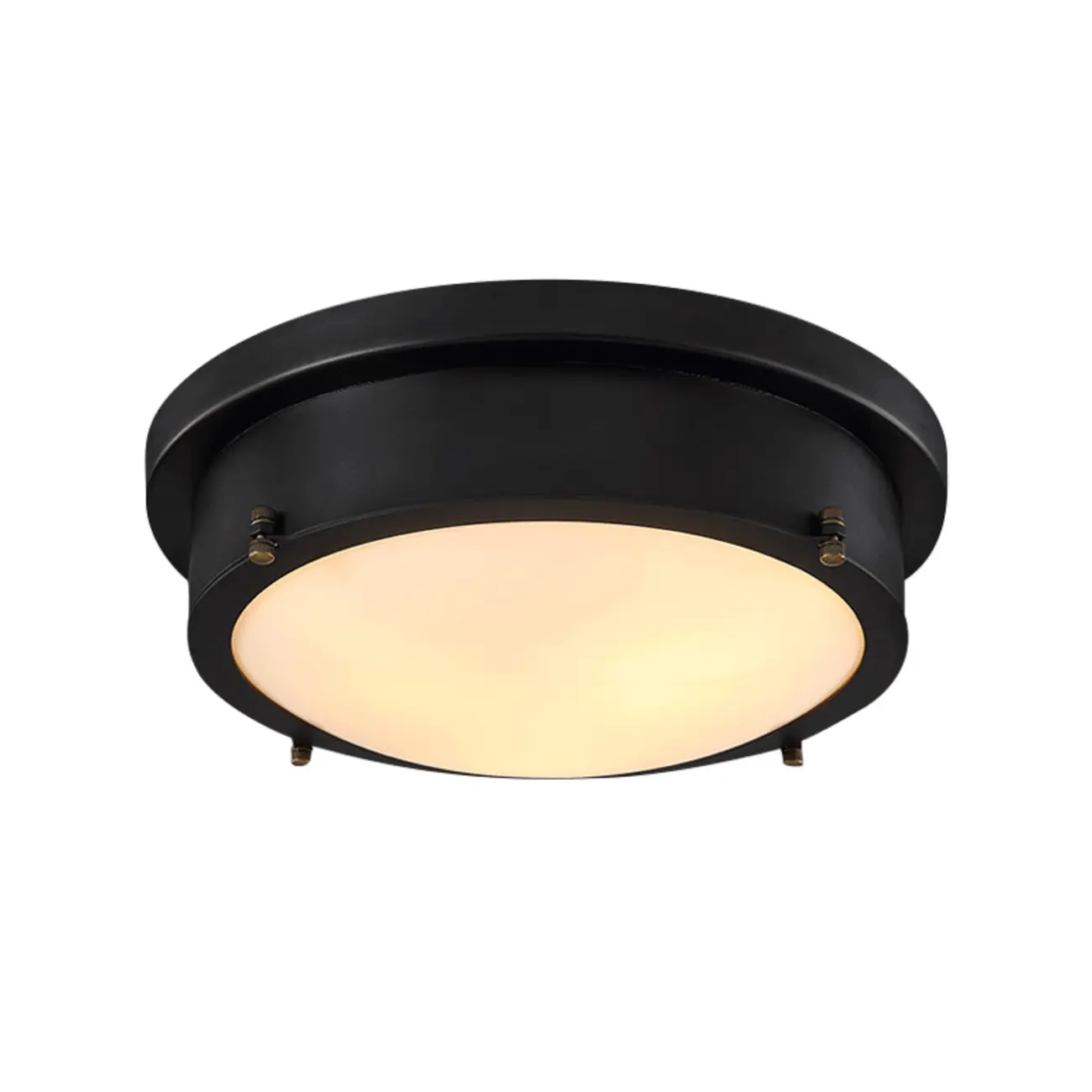 Industrial Black Round Warm LED Flush Mount Ceiling Light