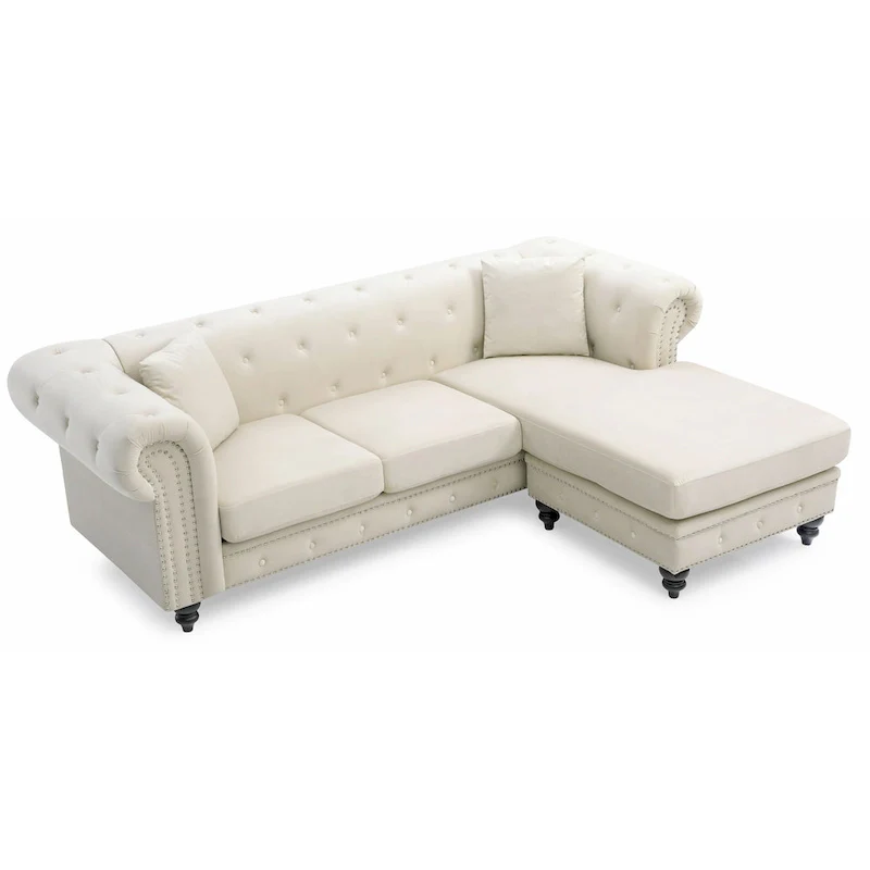 Nola Velvet Sofa with Chaise