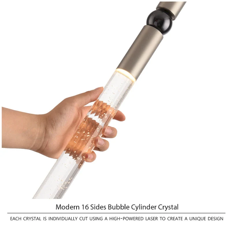 3-Light LED Crystal Pendant Light, Dimmable Ceiling Hanging Light Fixture