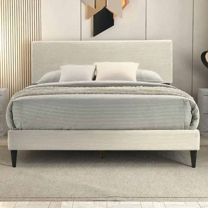 Bayson Wood Frame Queen Platform Bed With Headboard