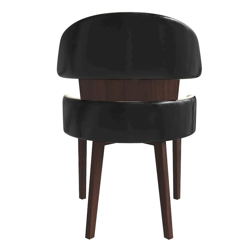 Leather Dining Chair with a Curved Back in Rubberwood Ethos Series by LeisureMod