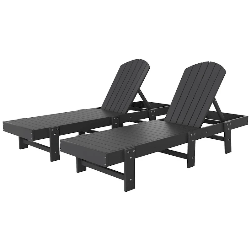 Polytrends Altura Armless Poly Eco-Friendly All Weather Reclining Chaise Lounge (Set of 2)