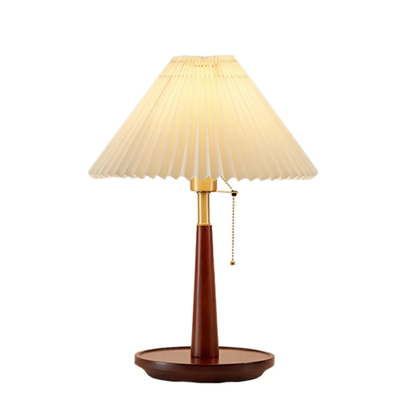 Elegant Metal Round Base Cone Fabric Shade Table Lamp