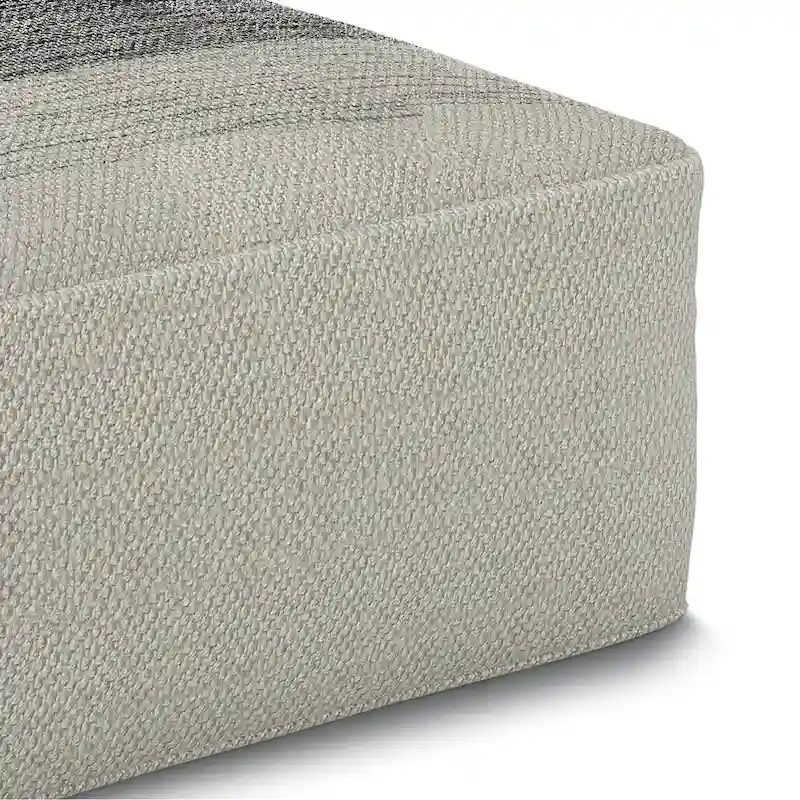 WYNDENHALL Irena Square Woven Pouf in Grey and White Recycled PET Polyester