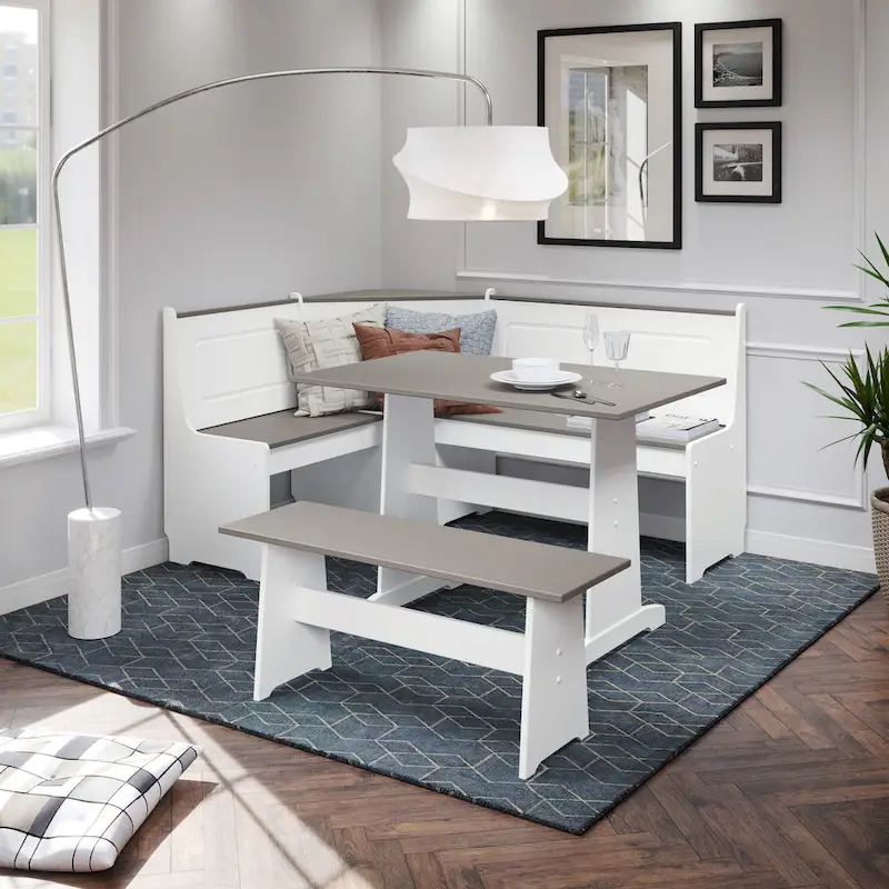 Middlecreek Wood Farmhouse Breakfast Nook Dining Set