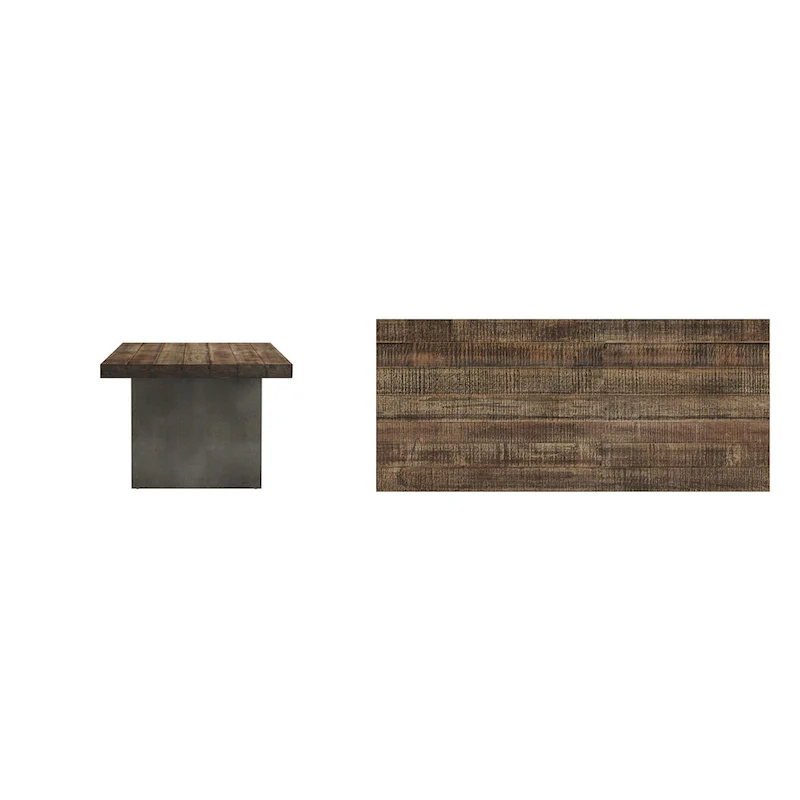 Brown Industrial Reclaimed Wood & Concrete Dining Table – Seats up to 8