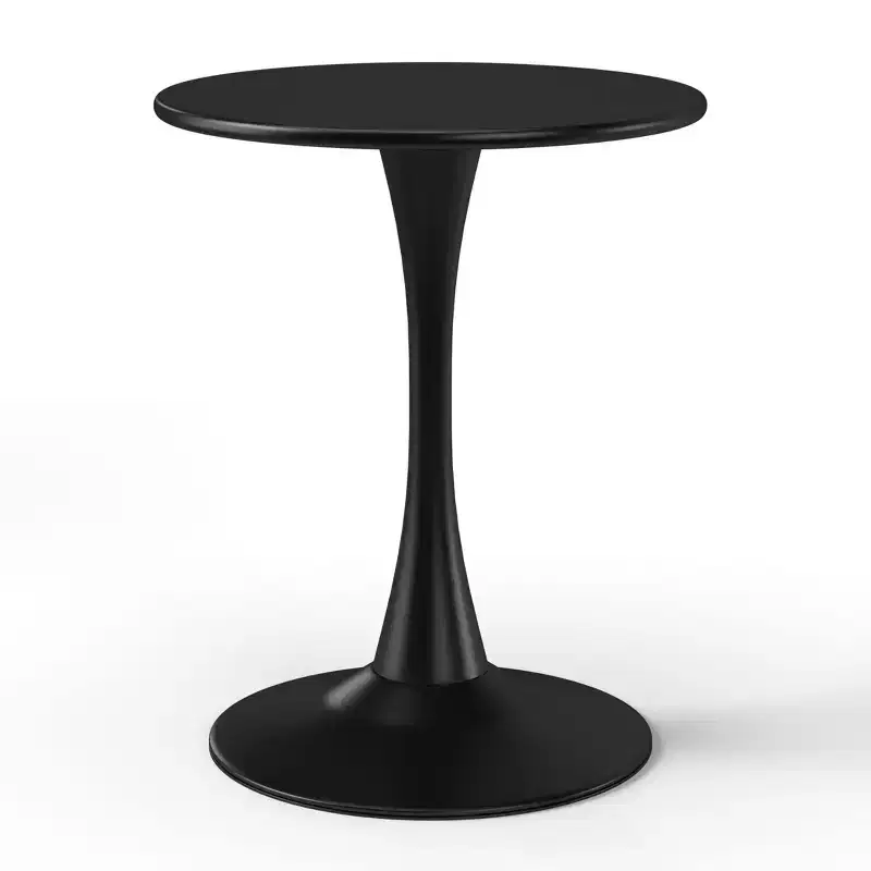 WestinTrends Playa 3-Piece Round Metal Bistro Dining Table Set And Stackable Resin Patio Dining Side Chairs