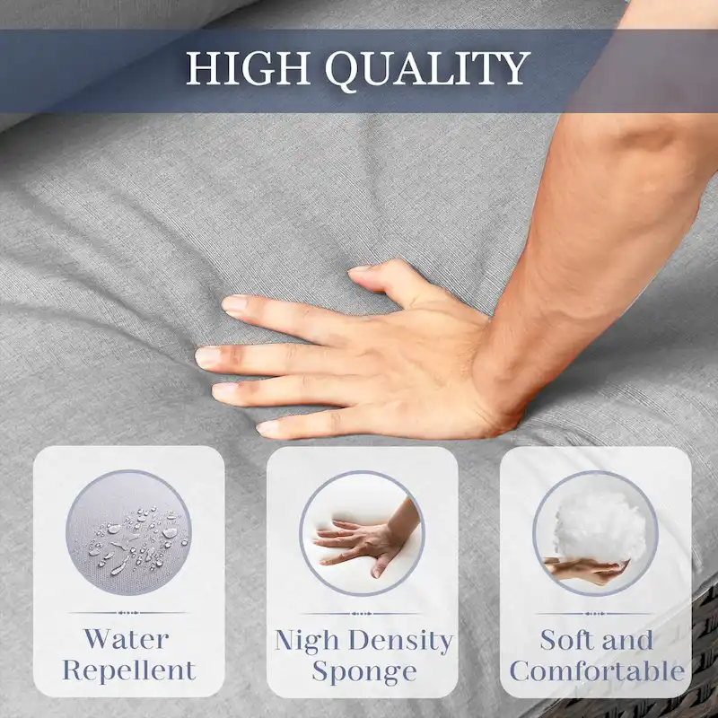 Patio Sofa with 2 Swivel Chair Coffee Table - Brown