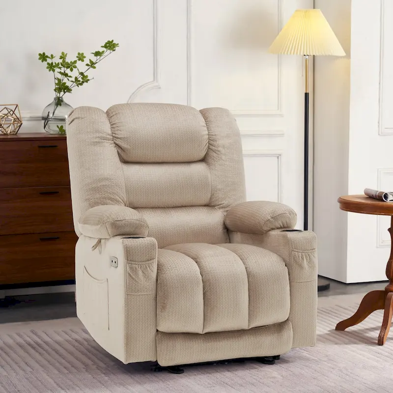 MCombo Electric Power Recliner Chair with Heat and Massage, Fabric 6079/PR670