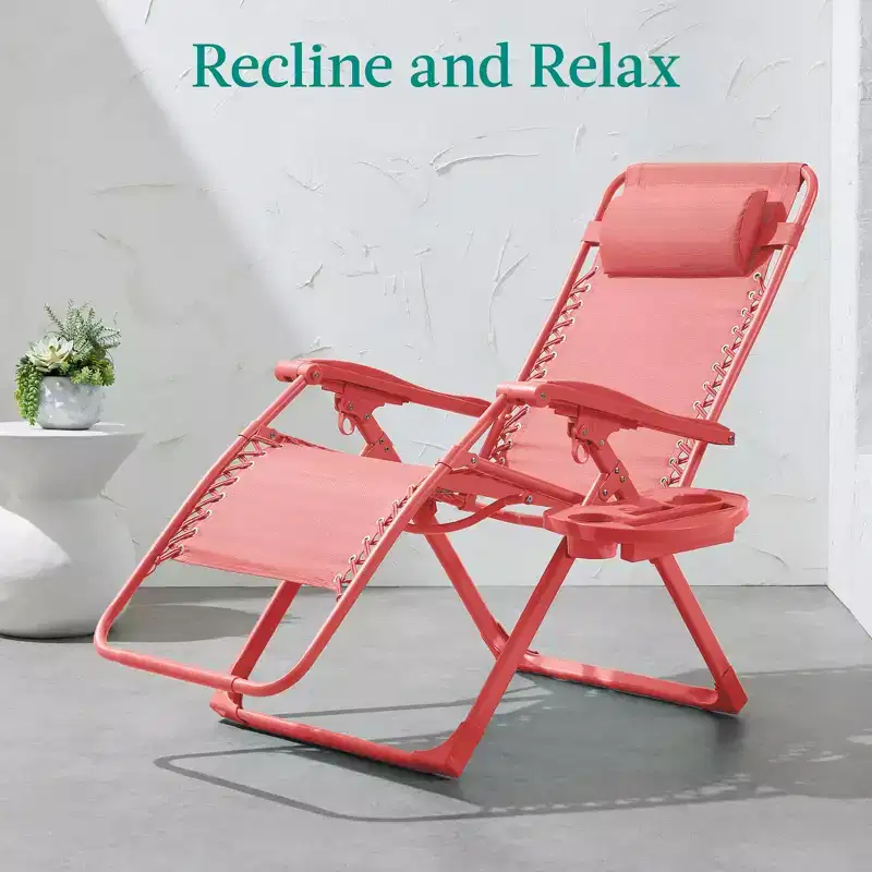 Best Choice Products Monochromatic Zero Gravity Chair, Folding Patio Recliner w/Side Tray, Headrest