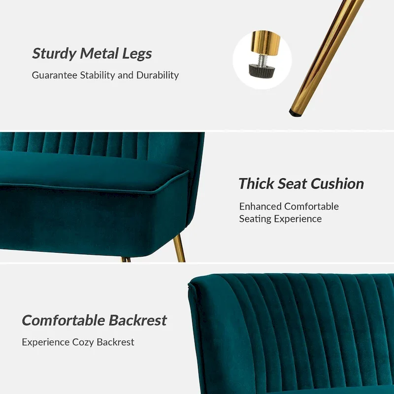 Delicia 3 Piece High-Quality Velvet Fabric Living Room Set with Sturdy Legs