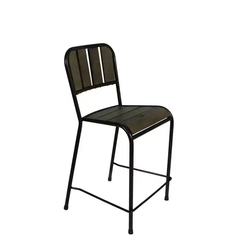HomeRoots 25 Brown And Black Iron Counter Height Bar Chair