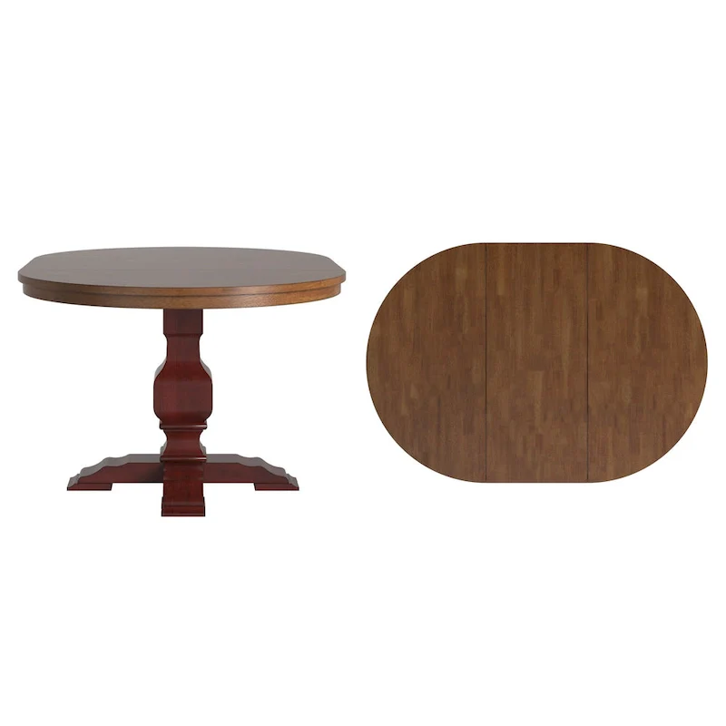 Two-Tone Oval Solid Wood Extending Dining Table
