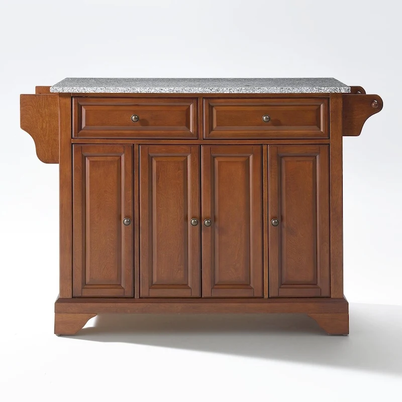 LaFayette Solid Granite Top Kitchen Island in Classic Cherry Finish - 18d x 51.5w x 36h