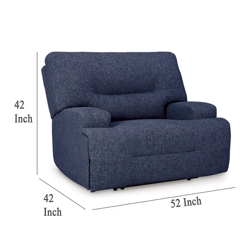 Marissa Wide Seat Power Recliner Chair, Soft Navy Blue Polyester