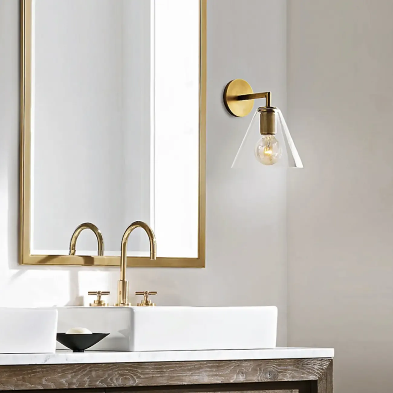 Versatile Bathroom Mini Vanity Light with Clear Glass Shade