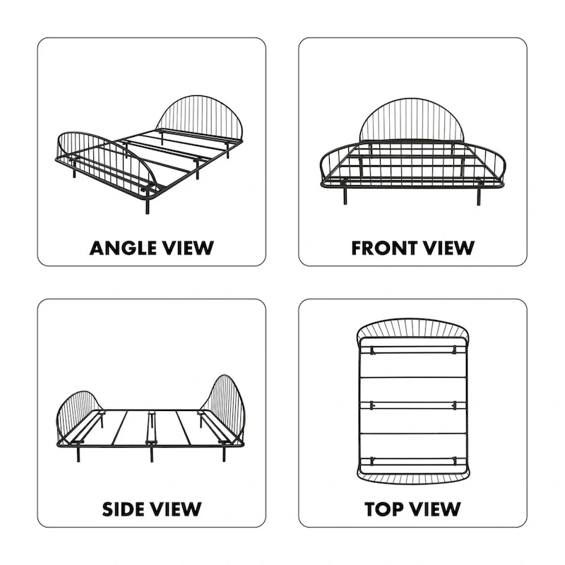 Furniture of America Duke Curved Metal Powder Coated Bed Frame, No Box Spring Needed