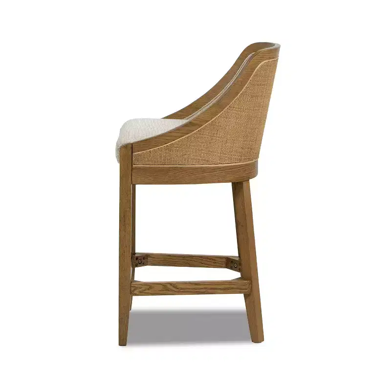 Jennifer Taylor Home Charleston 27 Cane Performance Fabric Upholstered Oak Counter Stool, Taupe Beige Textured Weave