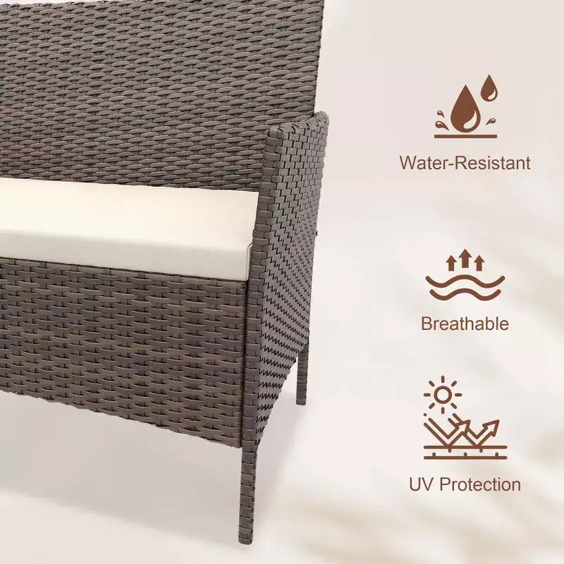 4-Piece Patio Furniture Set | Black | Outdoor Wicker Furniture with Coffee Table | Rattan Chairs Conversation Set | Weather-Resistant