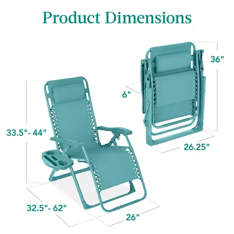 Best Choice Products Monochromatic Zero Gravity Chair, Folding Patio Recliner w/Side Tray, Headrest
