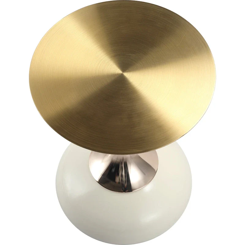 Savoy 18-Inch Round Side Table in Gold Stainless-Steel End Table with a Round Pedestal base