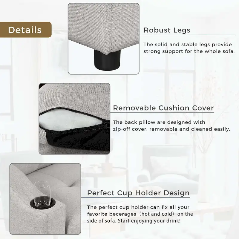 Classic and Cozy L-shape Pull-out Sleeper Sectional Sofa