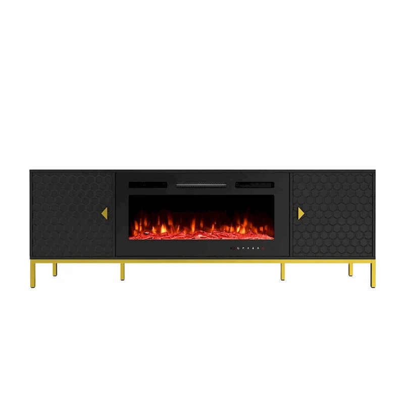 70 Wood Fireplace TV Stand with 36 Electric Fireplace