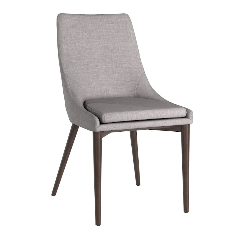 Mid-Century Barrel-Back Linen Dining Chairs with Tapered Legs – Dark Grey / Grey / White
