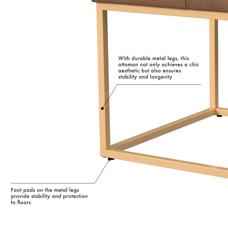 HomePop Square Metal Frame Ottoman