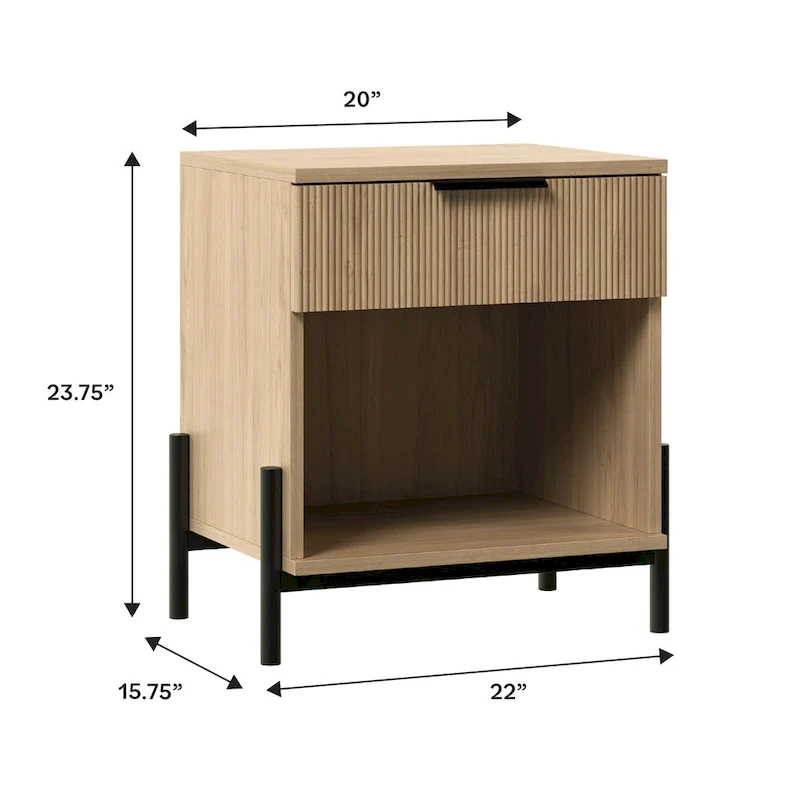 Modern Fluted-Drawer Nightstand (Set of 2)