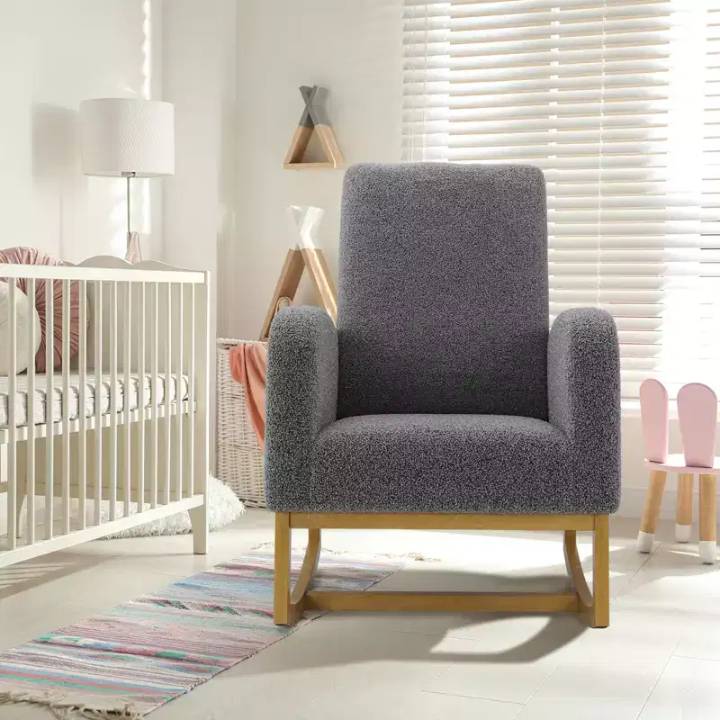 COZONY Nursery Rocking Chair - Upholstered Glider Rocker Recliner with Side Pocket for Living Room, Bedroom, Nursing